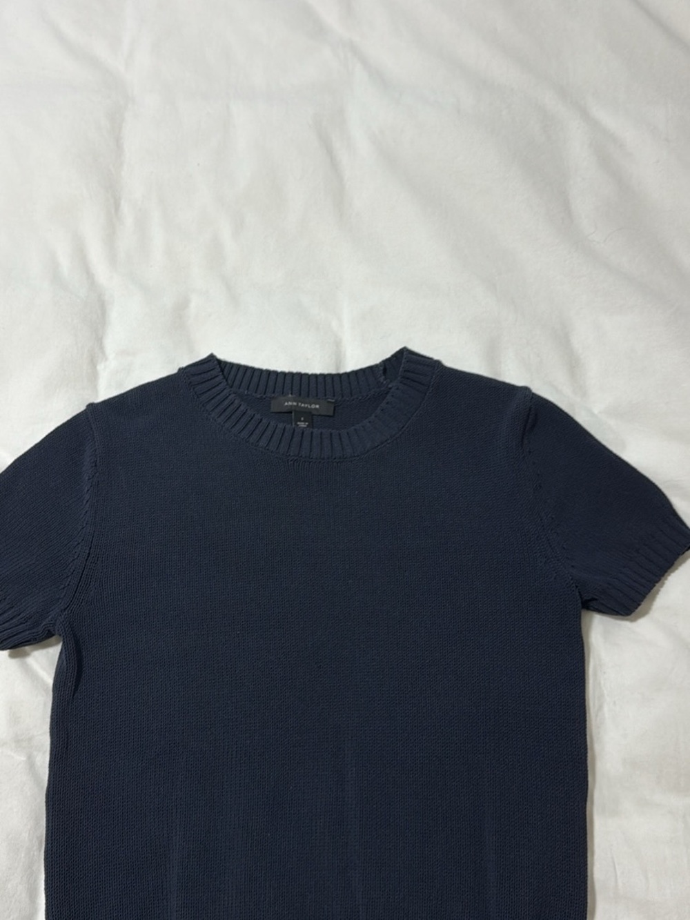 Ann Taylor Navy Ribbed Crewneck Sweater